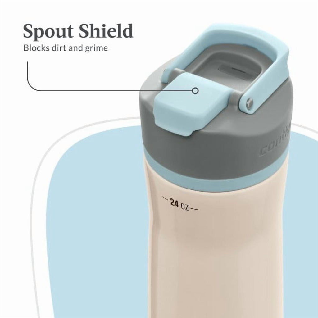 Contigo Clybourn Chill Stainless Steel FreeFlow Filter Water Bottle with AUTOSEAL, 24oz Salt - Pick 256