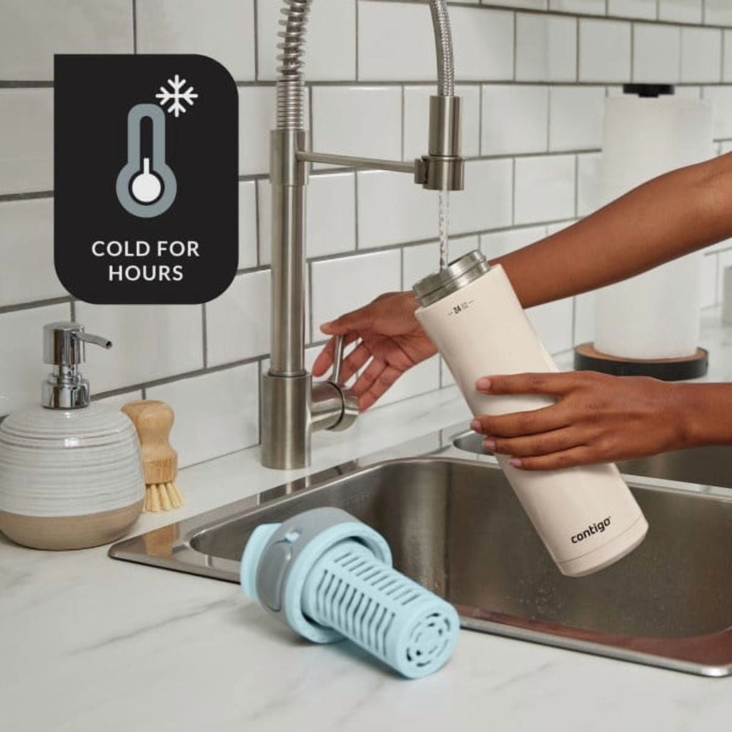 Contigo Clybourn Chill Stainless Steel FreeFlow Filter Water Bottle with AUTOSEAL, 24oz Salt - Pick 256