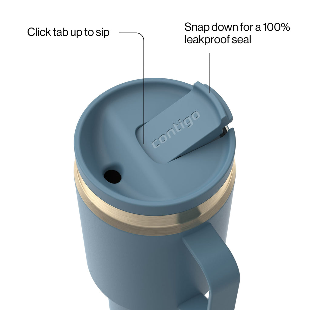 Contigo SnapSeal Leakproof Stainless Steel Reusable Water Bottle Tumbler with Side Handle, Black/Bronze, 30 oz - Pick 125