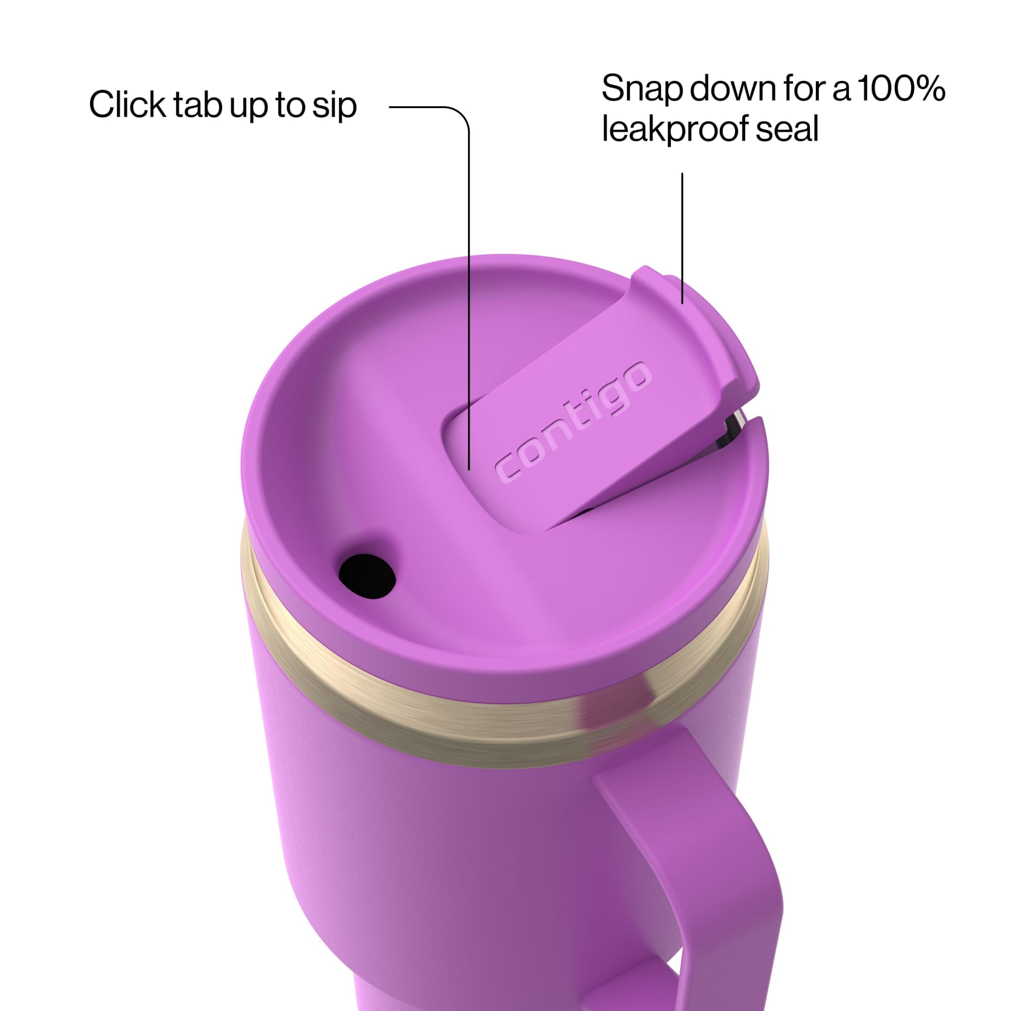Contigo SnapSeal Leakproof Stainless Steel Reusable Water Bottle Tumbler with Side Handle, Black/Bronze, 30 oz - Pick 125