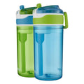 Contigo Kids 2-in-1 Snack Hero Tumbler Featuring 4oz Snack Holder Stacked on Top of 13oz Water Bottle - BPA Free, Durable Tritan w/Flexible Carry Handle &amp; Spill-Proof Valve, Green &amp; Blue – 2 Pack - Pick 448