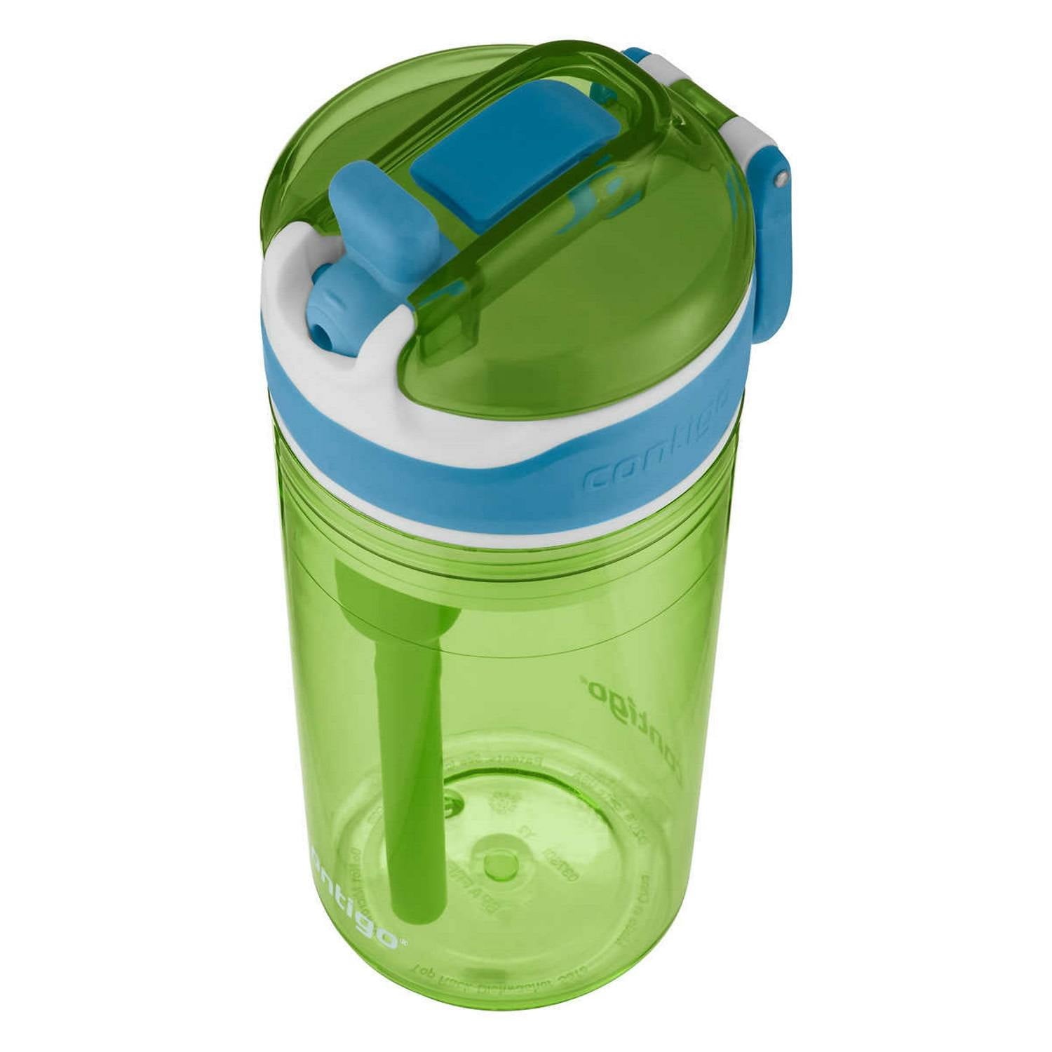 Contigo Kids 2-in-1 Snack Hero Tumbler Featuring 4oz Snack Holder Stacked on Top of 13oz Water Bottle - BPA Free, Durable Tritan w/Flexible Carry Handle &amp; Spill-Proof Valve, Green &amp; Blue – 2 Pack - Pick 448