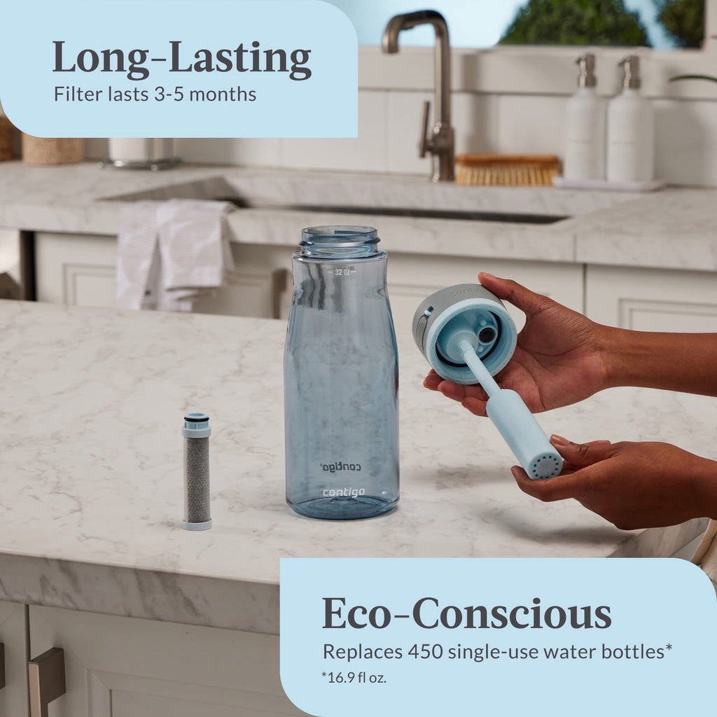 Contigo Wells Plastic Filter Water Bottle with AUTOSPOUT Straw Lid, 32 oz., Dark Ice - Pick 716