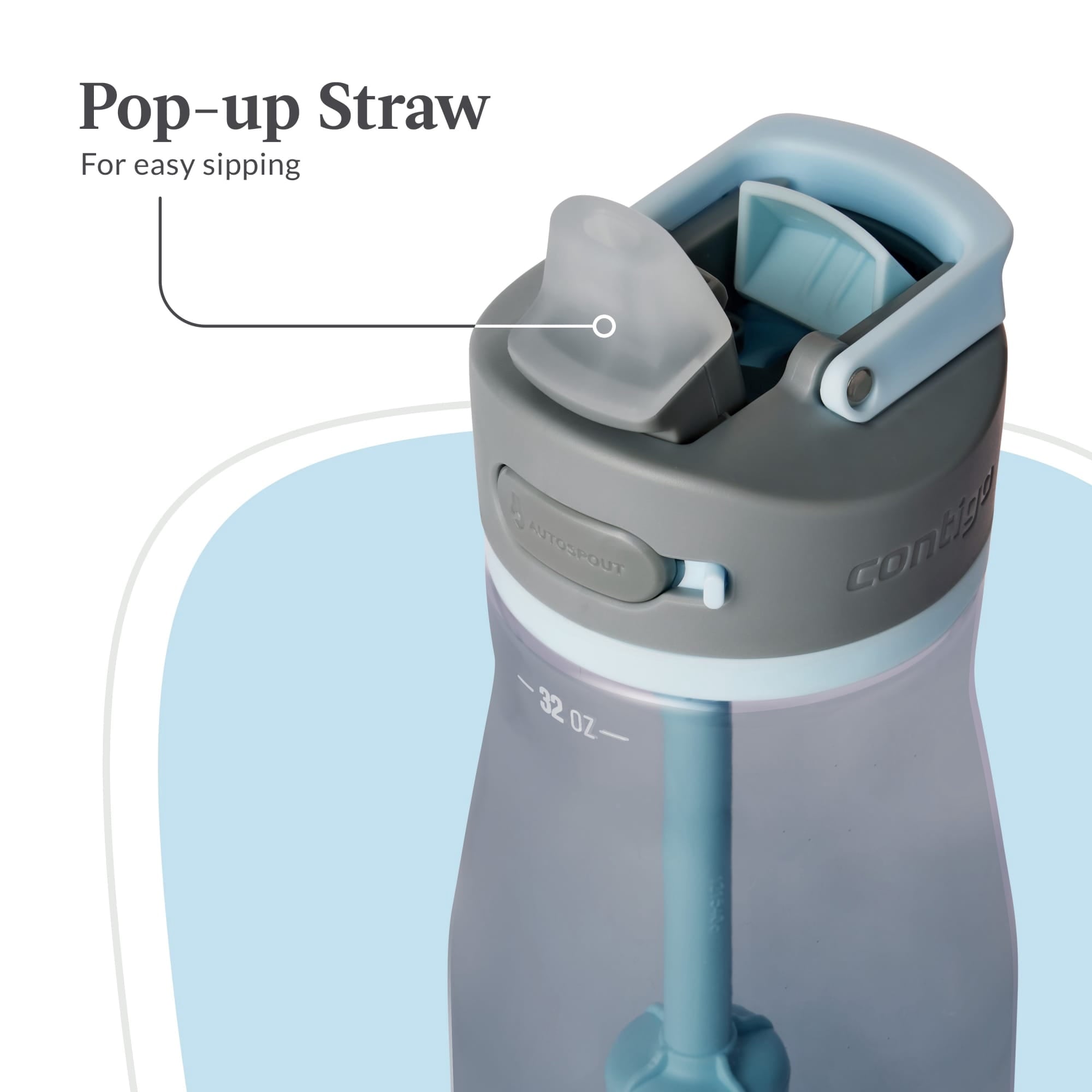 Contigo Wells Plastic Filter Water Bottle with AUTOSPOUT Straw Lid, 32 oz., Dark Ice - Pick 716