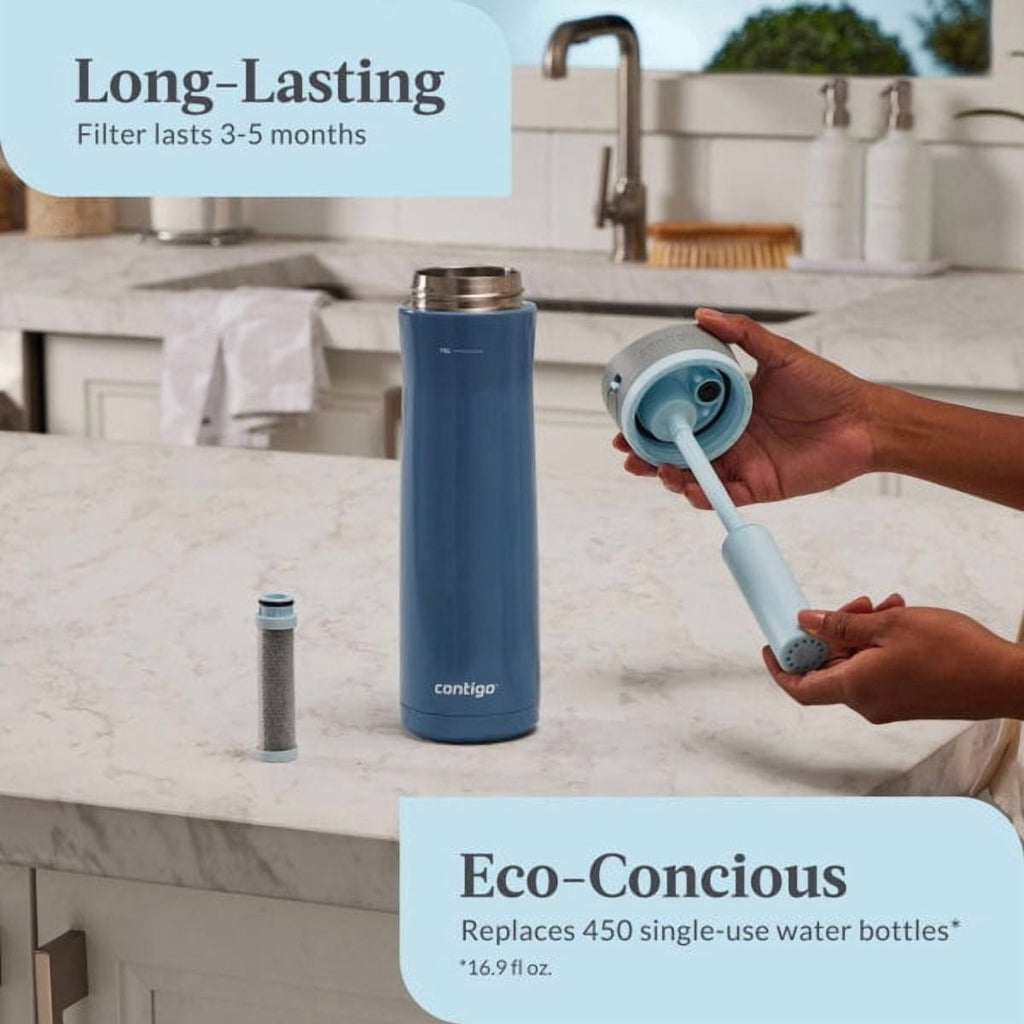 Contigo 24 oz. Wells Chill Stainless Steel Filter Bottle w/ Filters - Dark Ice - Pick 260