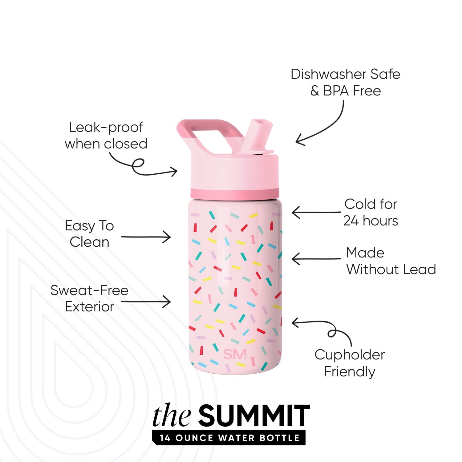 Simple Modern 14oz Summit Water Bottle with Straw Lid | Confetti - Pick 512