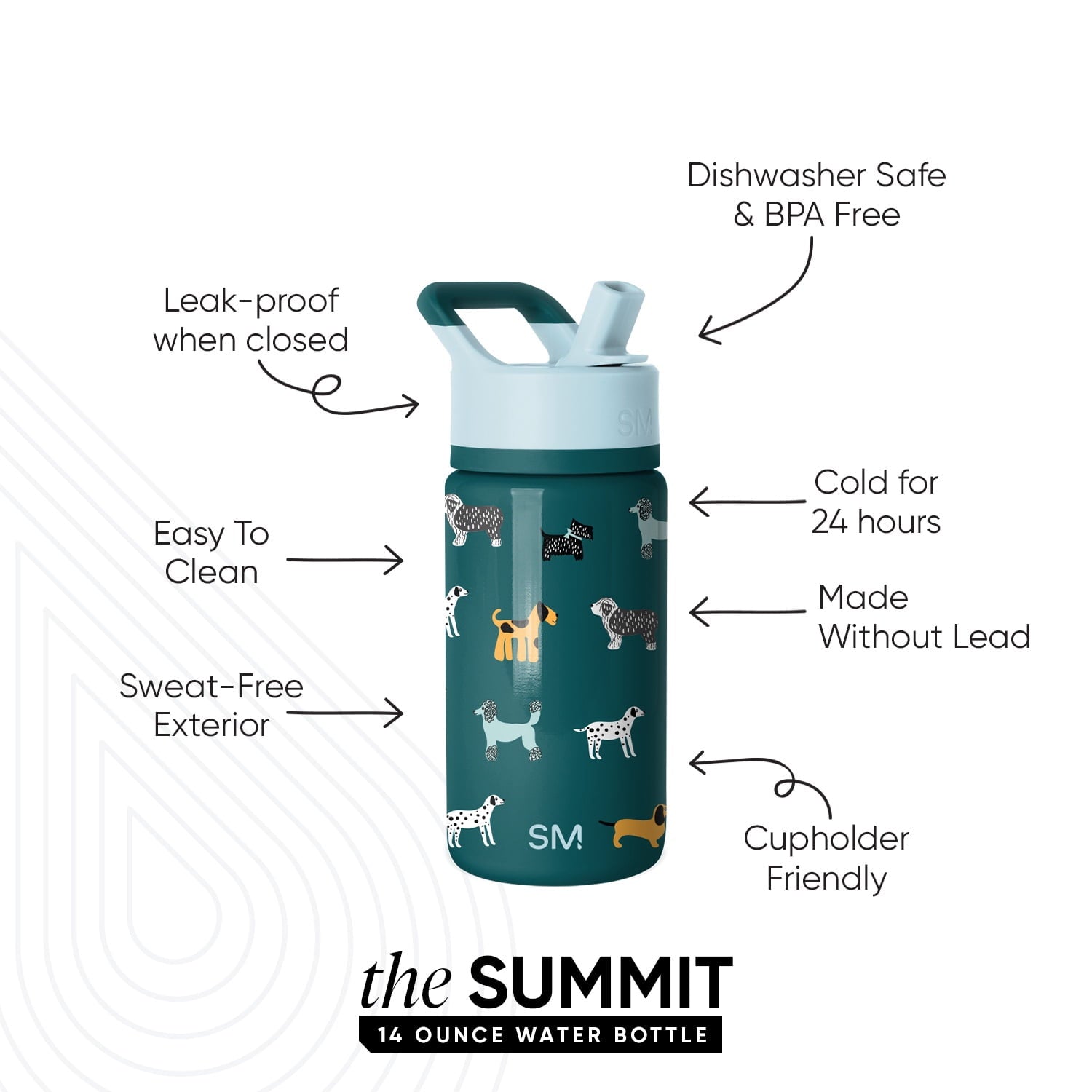 Simple Modern 14oz Summit Water Bottle with Straw Lid | Confetti - Pick 512