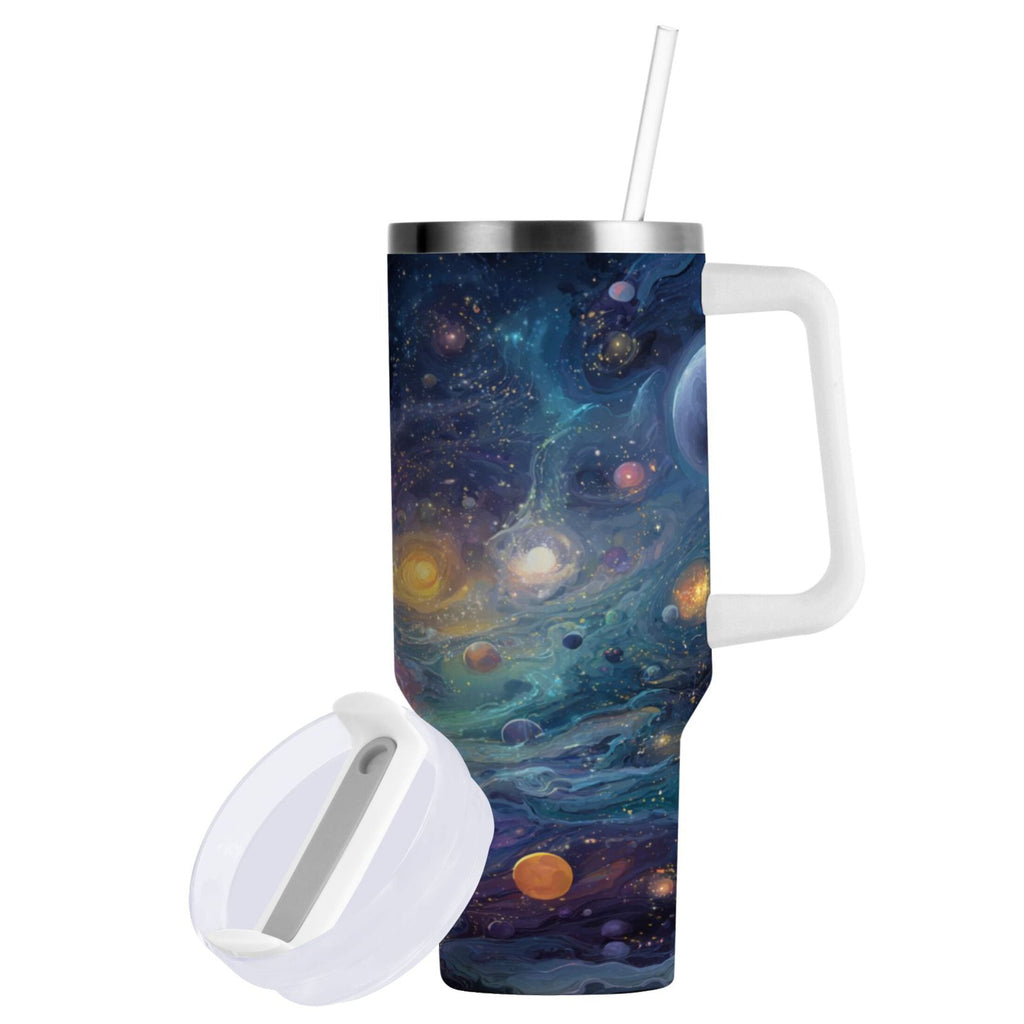 30 oz Insulated Stainless Steel Tumbler Double Wall Stainless Steel Tumbler with 2-Way Drinking Vibrant and Colorful Universe - Pick 689