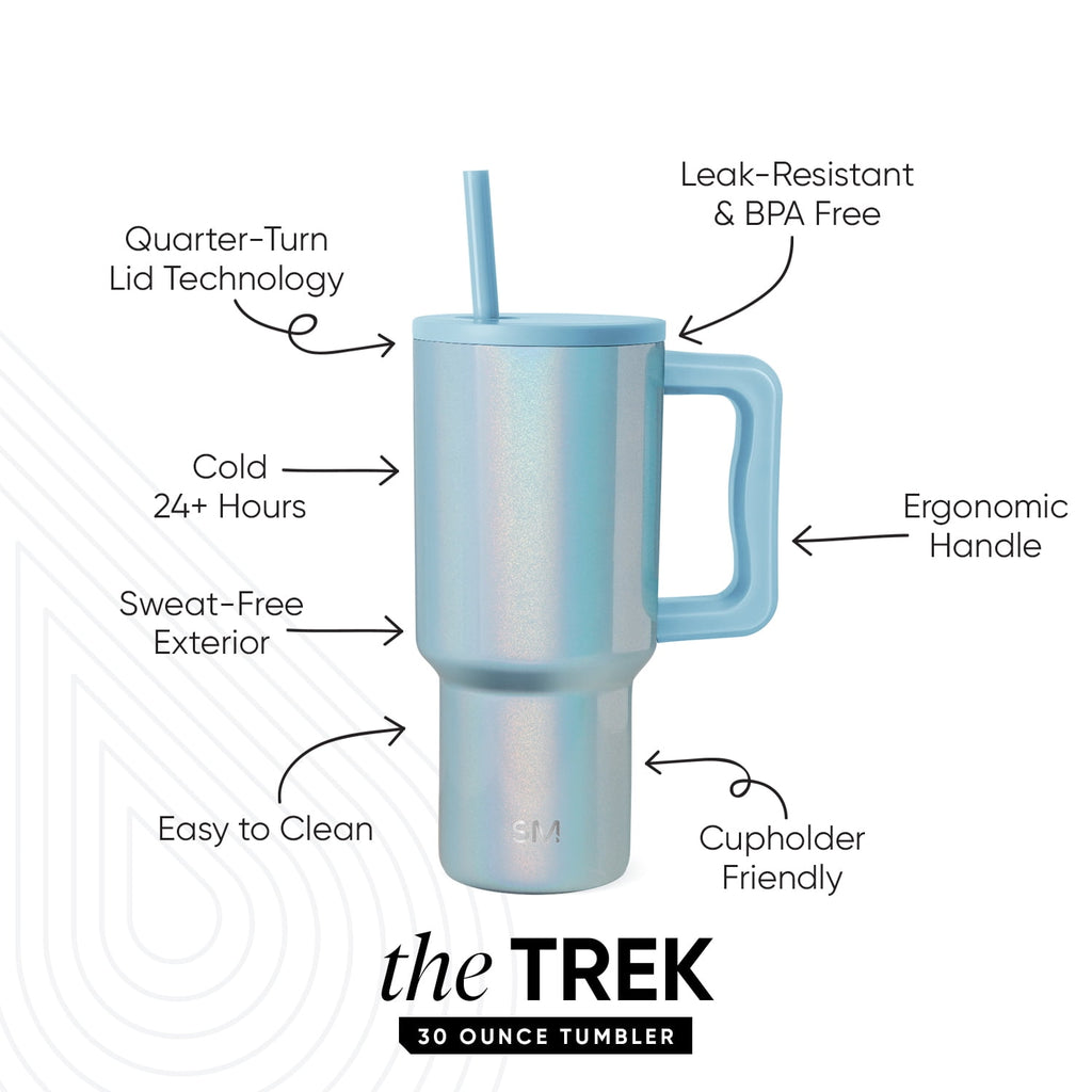 Simple Modern 30 fl oz Insulated Stainless Steel Trek Tumbler with Straw Lid | Seaglass Sage and Cream Checkmate - Pick 125