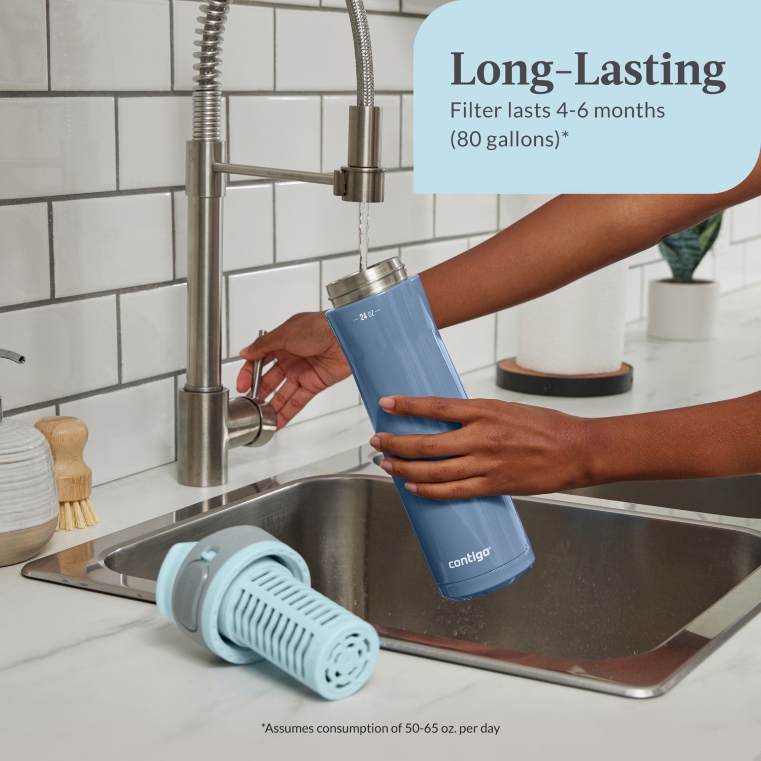 Contigo Clybourn FreeFlow Filter Water Bottle Replacement Filter, 1 Count - Pick 297
