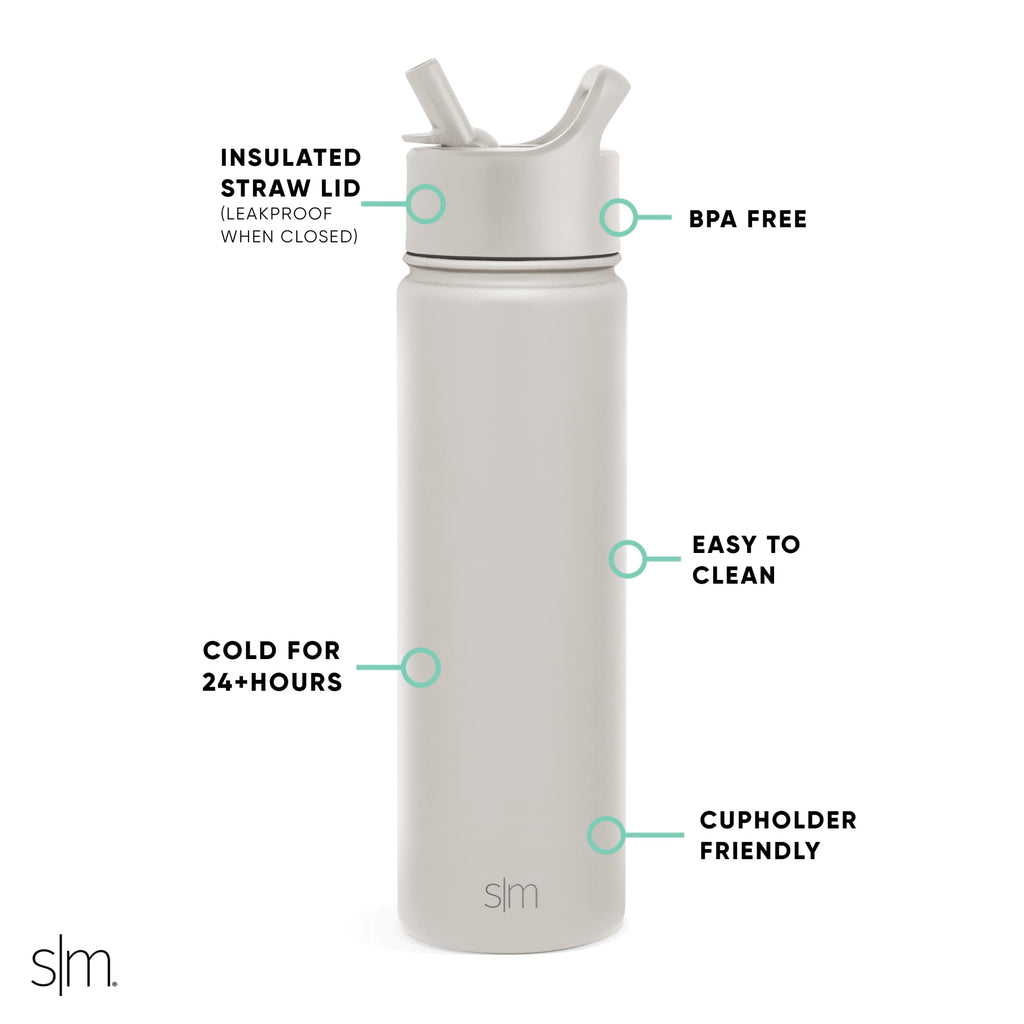 Simple Modern Summit Water Bottle Straw Lid Vacuum Insulated Stainless Steel Bottle | 22 fl oz - Pick 750