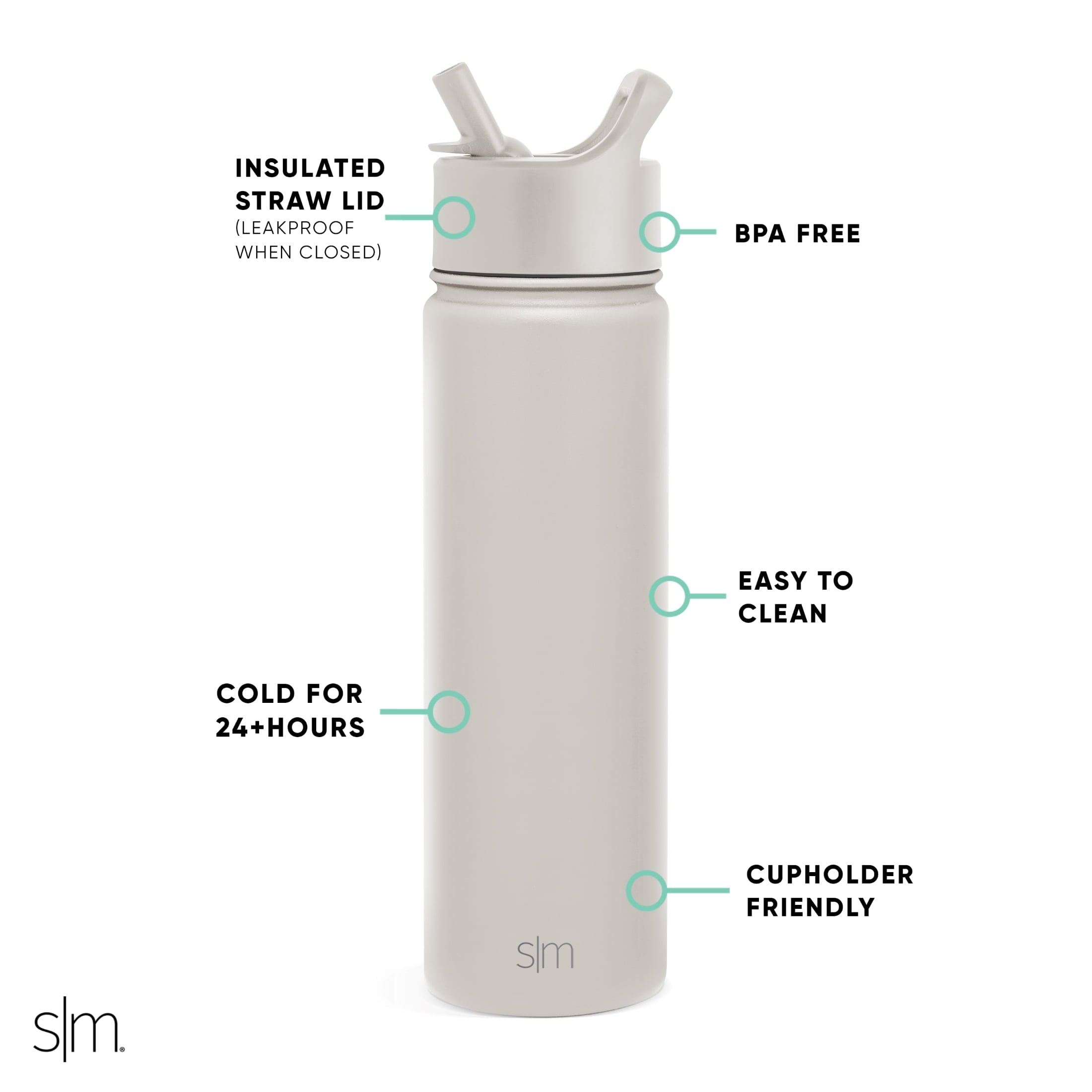 Simple Modern Summit Water Bottle Straw Lid Vacuum Insulated Stainless Steel Bottle | 22 fl oz - Pick 750