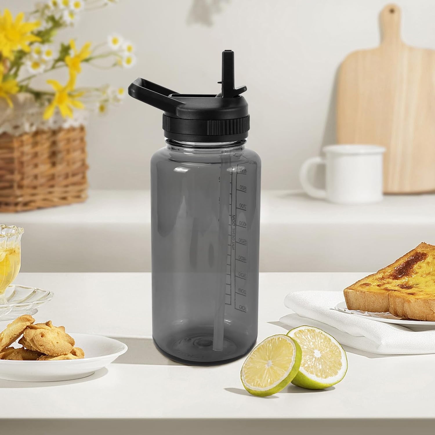 Straw Lid Compatible with Nalgene Water Bottles 32 OZ, BPA-Free Straws Lid with Handle for Nalgene Wide Mouth, Replacement Bottle Cap Accessories with 2 Straws and 1 Straw Brush - Pick 504