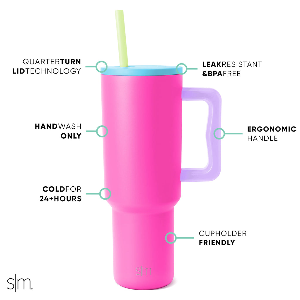Simple Modern 40 fl oz Insulated Stainless Steel Trek Tumbler with Straw Lid | 80s Mix - Pick 812