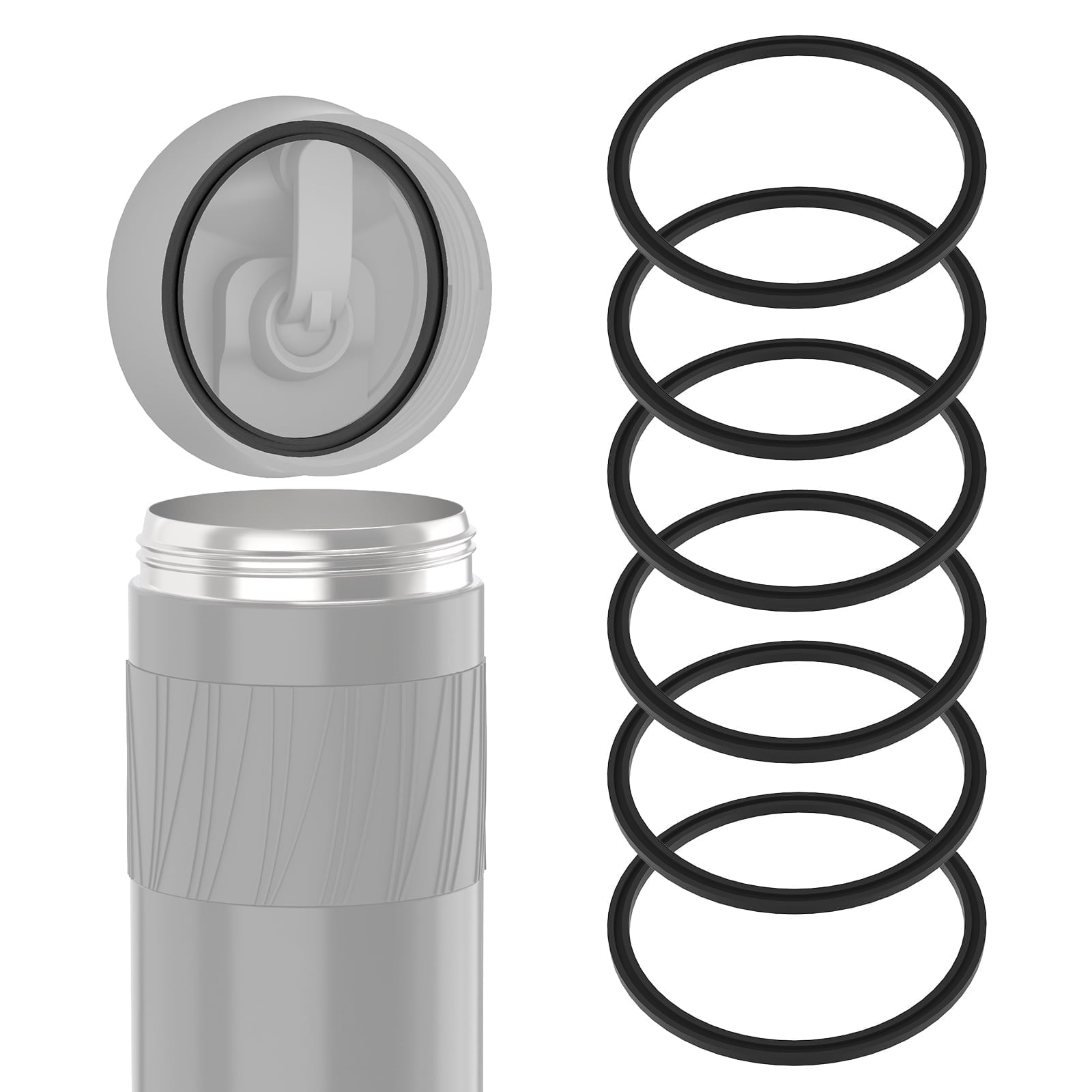 Linkidea 6 Pack Water Bottle Gasket Replacement Compatible with Contigo Byron Snapseal Travel Mug 16oz/20oz, Silicone O Ring Leak Proof Rubber Seal with Tweezer for Bottle Lid, Black - Pick 593