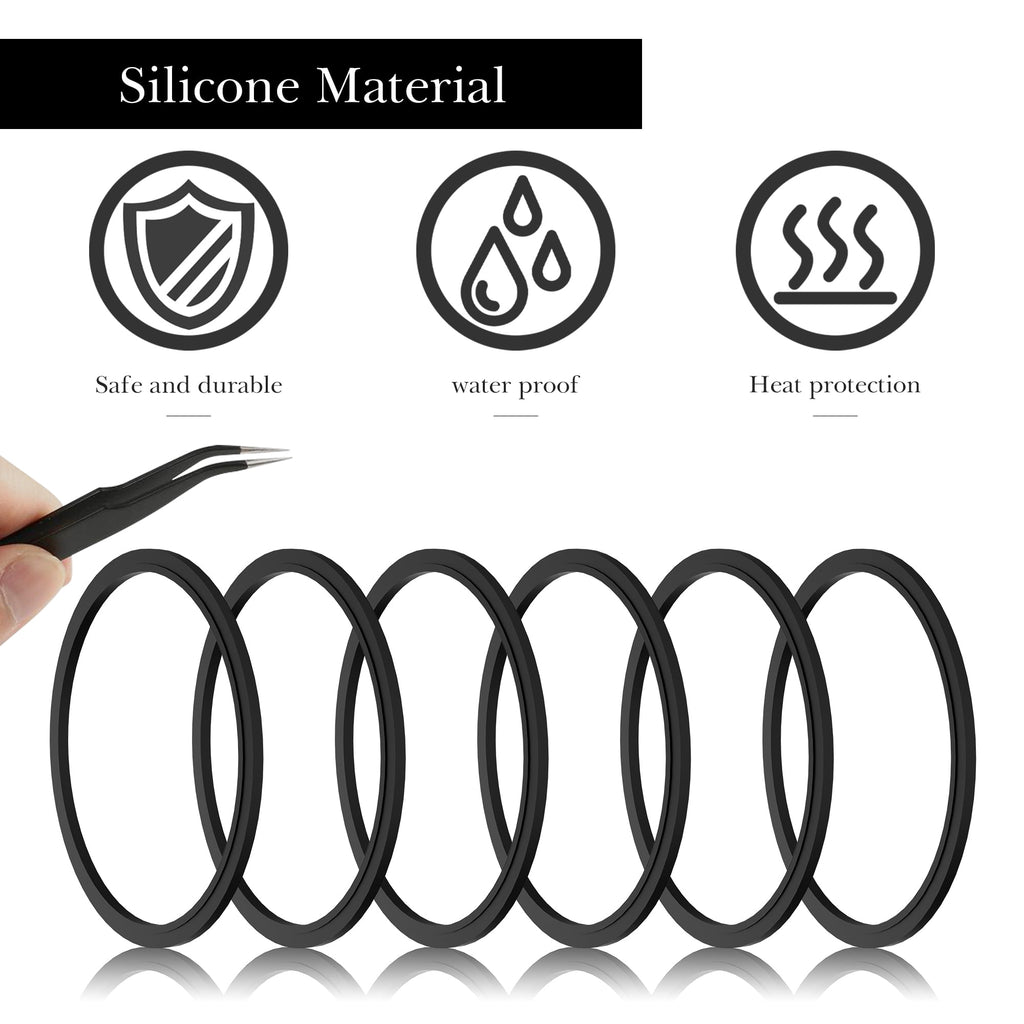 Linkidea 6 Pack Water Bottle Gasket Replacement Compatible with Contigo Byron Snapseal Travel Mug 16oz/20oz, Silicone O Ring Leak Proof Rubber Seal with Tweezer for Bottle Lid, Black - Pick 593