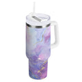 40 oz Insulated Stainless Steel Tumbler Double Wall Stainless Steel Tumbler with 2-Way Drinking Pink and Blue Marble Texture - Pick 536