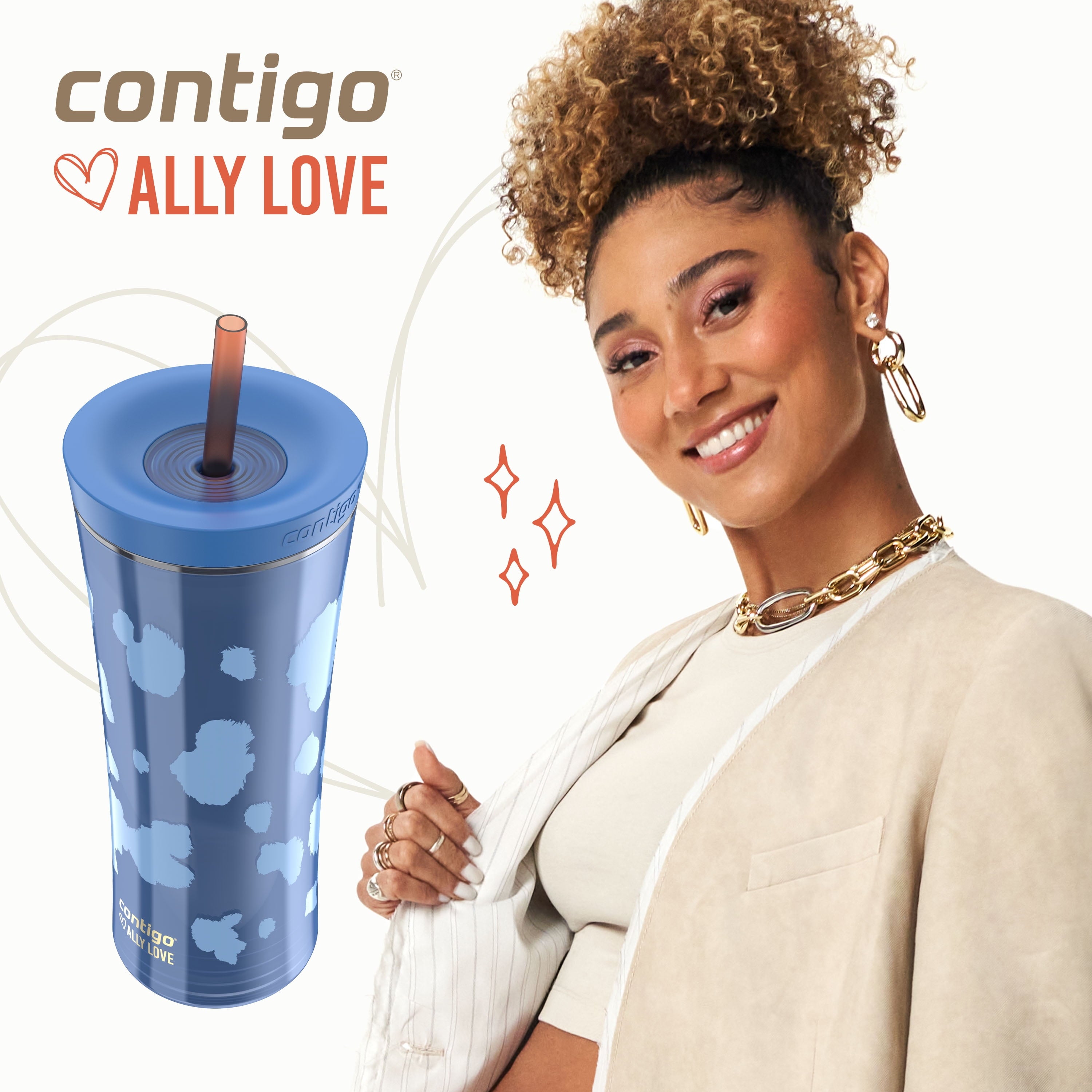 Contigo 20oz Shake &amp; Go Tumbler, Plastic with Straw, Stellar Jay Cowhide Couture - Pick 706