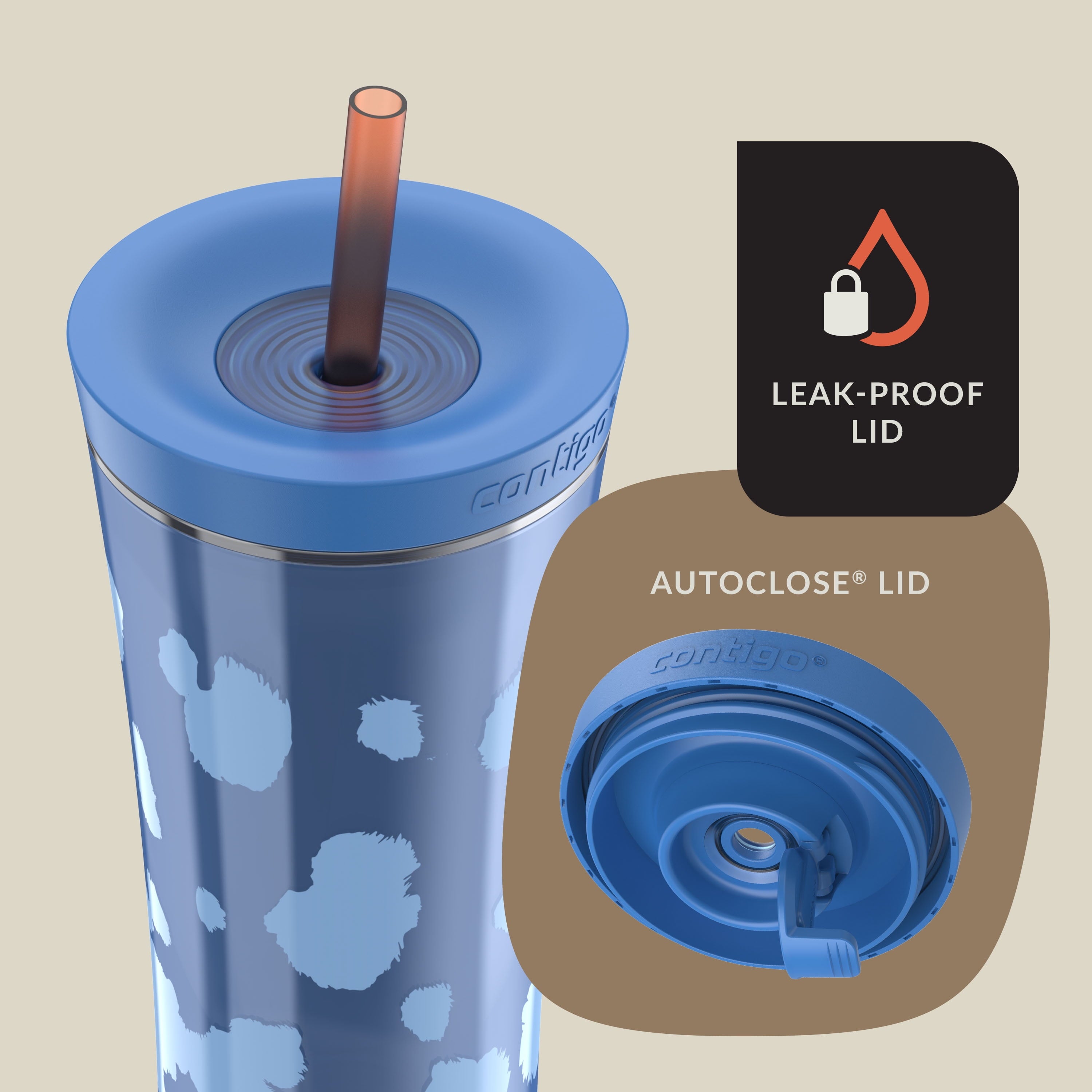 Contigo 20oz Shake &amp; Go Tumbler, Plastic with Straw, Stellar Jay Cowhide Couture - Pick 706