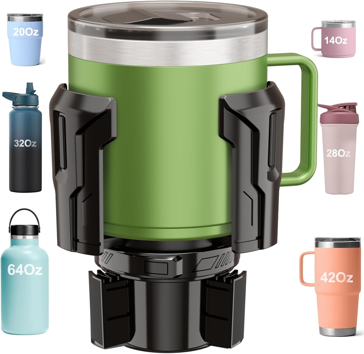 Cup Holder Expander: One-Button Open, Universal, Adjustable Holder(Diameter 2.6"- 4.8"), Cup Holder Expander for , , Nalgene, Takeya, Camelbak, Ramblers, , Tumblers, Mugs - Pick 603