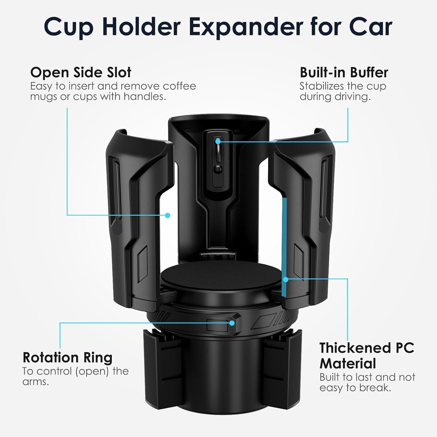 Cup Holder Expander: One-Button Open, Universal, Adjustable Holder(Diameter 2.6"- 4.8"), Cup Holder Expander for , , Nalgene, Takeya, Camelbak, Ramblers, , Tumblers, Mugs - Pick 603