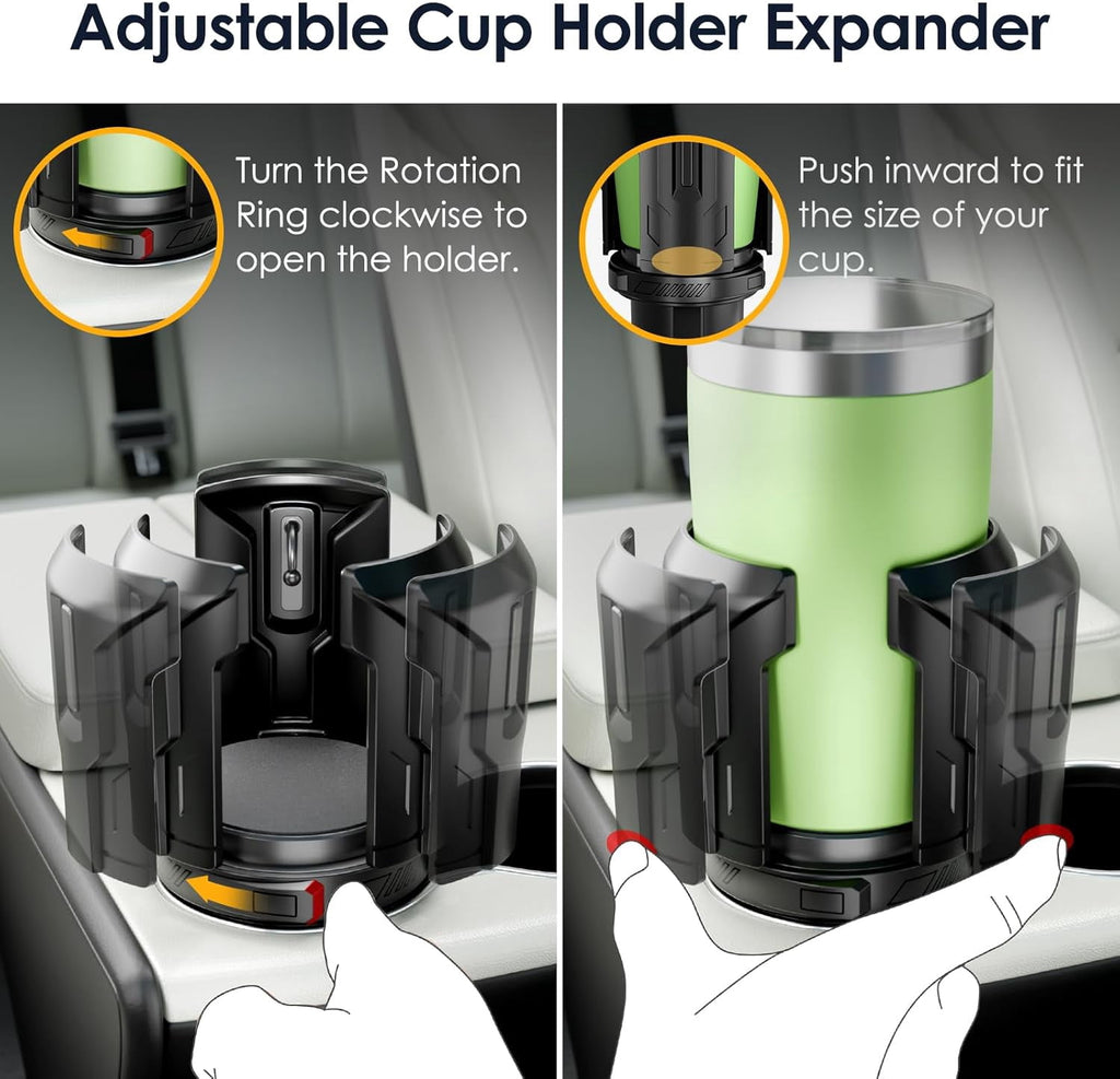Cup Holder Expander: One-Button Open, Universal, Adjustable Holder(Diameter 2.6"- 4.8"), Cup Holder Expander for , , Nalgene, Takeya, Camelbak, Ramblers, , Tumblers, Mugs - Pick 603