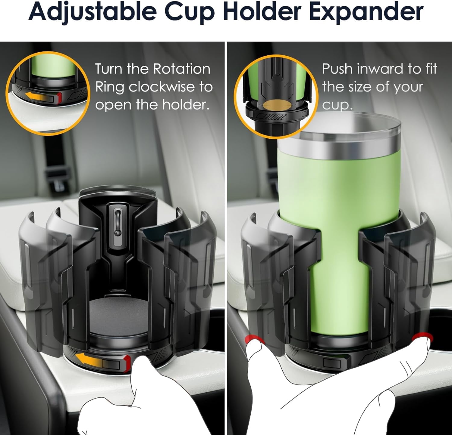 Cup Holder Expander: One-Button Open, Universal, Adjustable Holder(Diameter 2.6"- 4.8"), Cup Holder Expander for , , Nalgene, Takeya, Camelbak, Ramblers, , Tumblers, Mugs - Pick 603