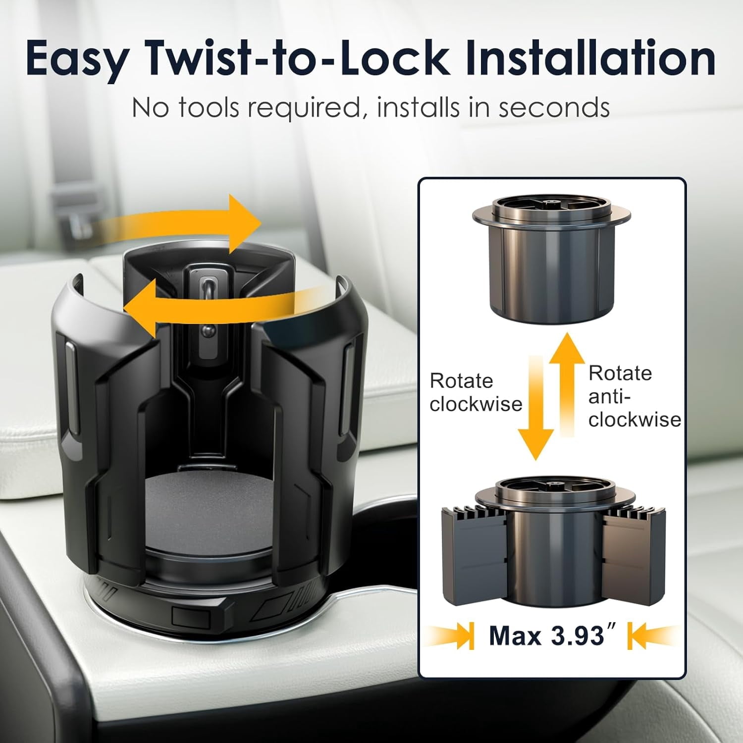 Cup Holder Expander: One-Button Open, Universal, Adjustable Holder(Diameter 2.6"- 4.8"), Cup Holder Expander for , , Nalgene, Takeya, Camelbak, Ramblers, , Tumblers, Mugs - Pick 603