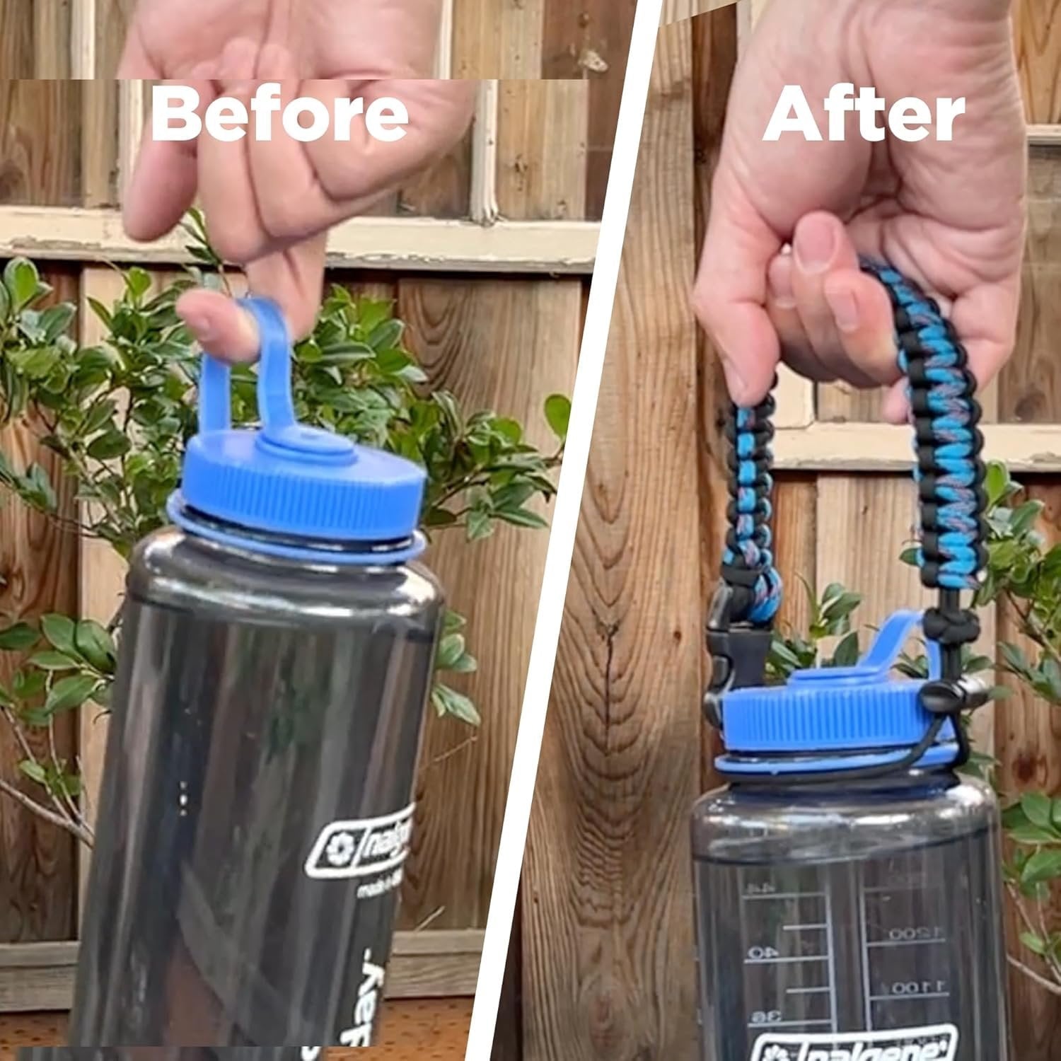 Hydrocord Handle for Nalgene Water Bottles, Fits Wide Mouth Water Bottles, Durable Carrier, Secure Accessories, Compatible with 32oz, 36oz, 48oz Water Bottle (Black) - Pick 765