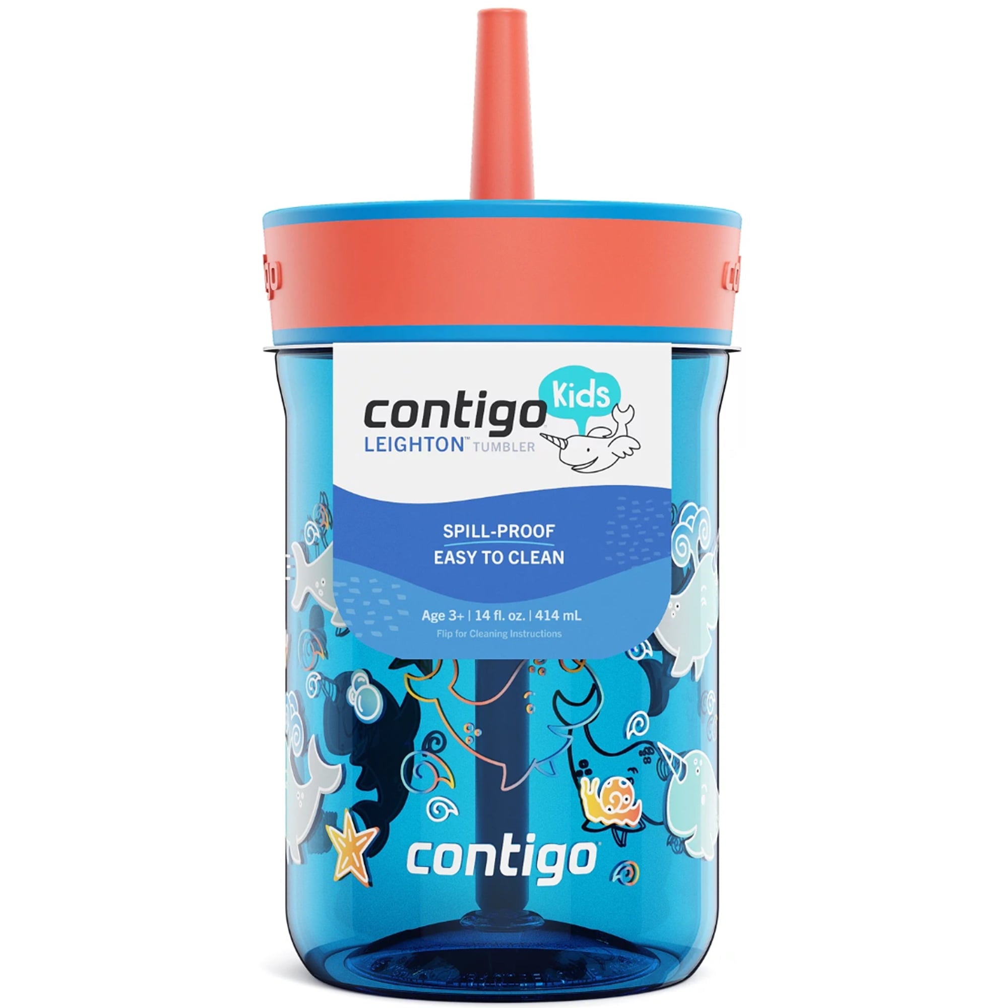 Contigo Kid's 14 oz. Leighton Tumbler with Straw - Juniper/Blue Forest - Pick 605