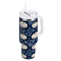 30 oz Insulated Stainless Steel Tumbler Double Wall Stainless Steel Tumbler with 2-Way Drinking Watercolor White Pumpkins - Pick 803