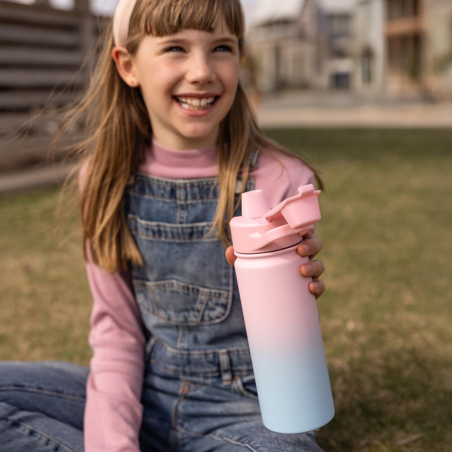 Simple Modern 18 fl oz Insulated Stainless Steel Summit Water Bottle with Covered Silicone Straw Lid | Sweet Taffy - Pick 863