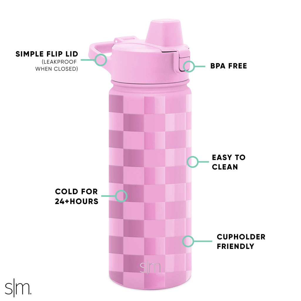 Simple Modern 18 fl oz Insulated Stainless Steel Summit Water Bottle with Covered Silicone Straw Lid | Sweet Taffy - Pick 863
