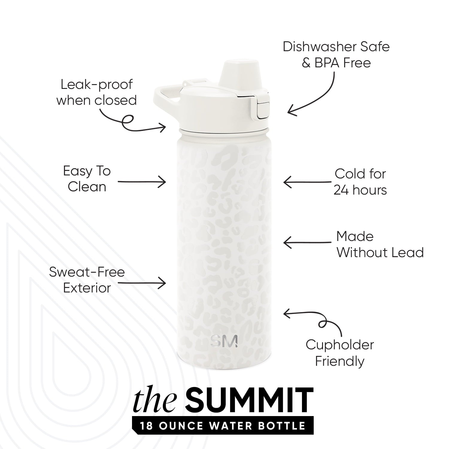 Simple Modern 18 fl oz Insulated Stainless Steel Summit Water Bottle with Covered Silicone Straw Lid | Sweet Taffy - Pick 863