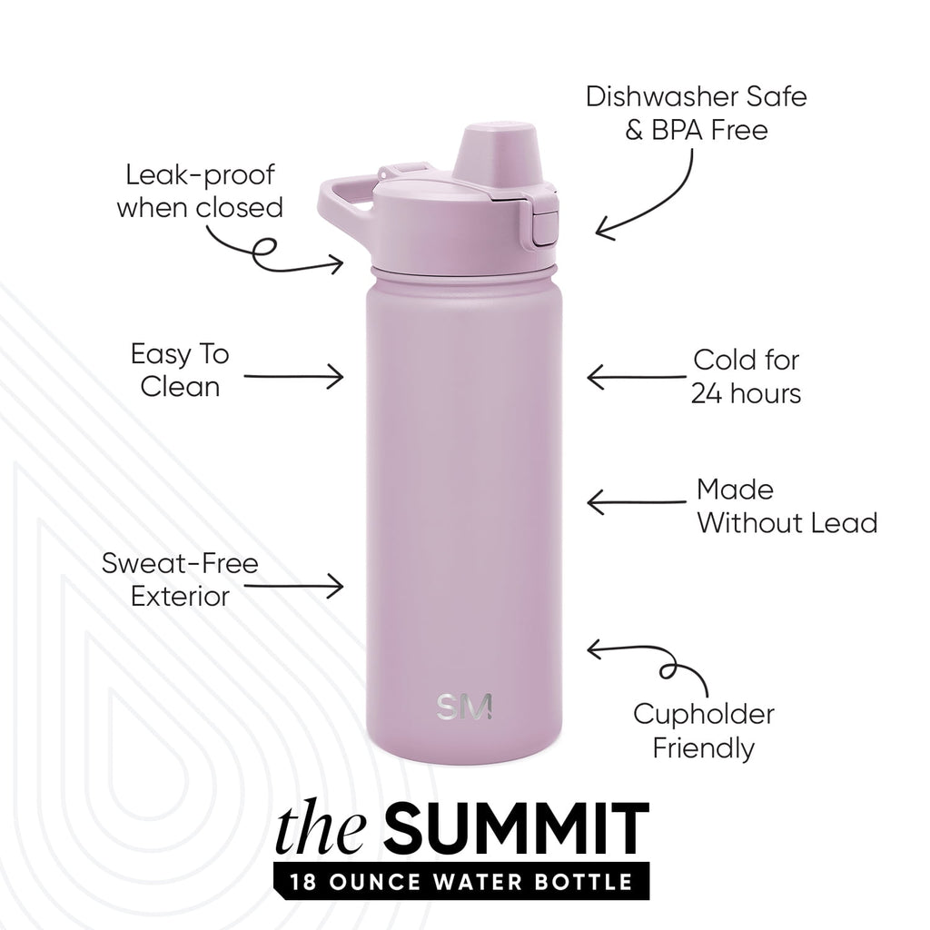 Simple Modern 18 fl oz Insulated Stainless Steel Summit Water Bottle with Covered Silicone Straw Lid | Sweet Taffy - Pick 863