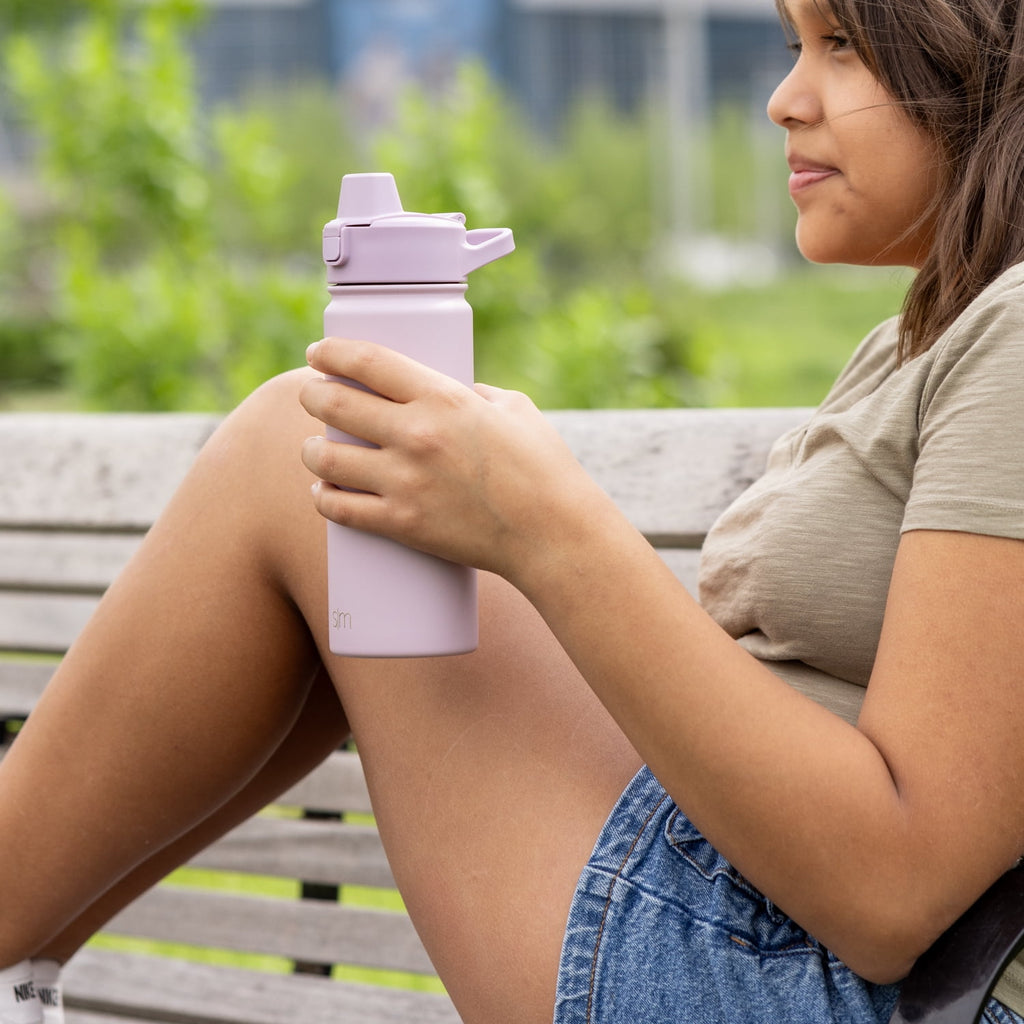 Simple Modern 18 fl oz Insulated Stainless Steel Summit Water Bottle with Covered Silicone Straw Lid | Sweet Taffy - Pick 863