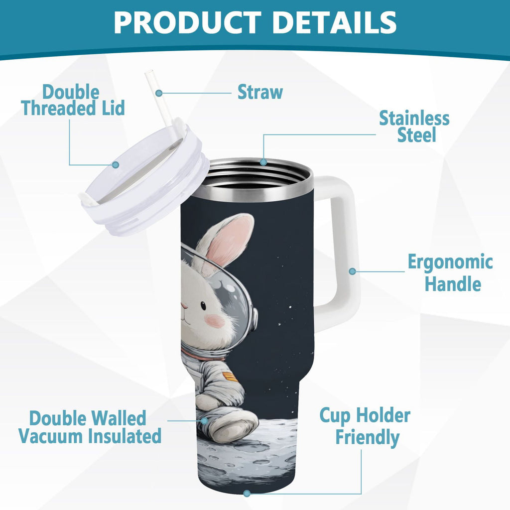 40 oz Insulated Stainless Steel Tumbler Double Wall Stainless Steel Tumbler with 2-Way Drinking Rabbit in A Space - Pick 701