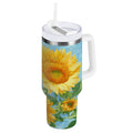 40 oz Insulated Stainless Steel Tumbler Double Wall Stainless Steel Tumbler with 2-Way Drinking Sunflower Oil Painting - Pick 362