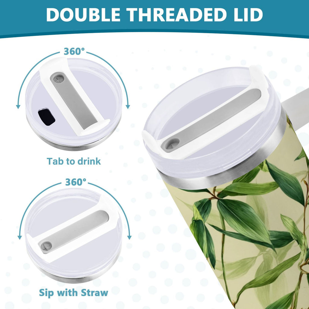 30 oz Insulated Stainless Steel Tumbler Double Wall Stainless Steel Tumbler with 2-Way Drinking Bamboo Pattern - Pick 398