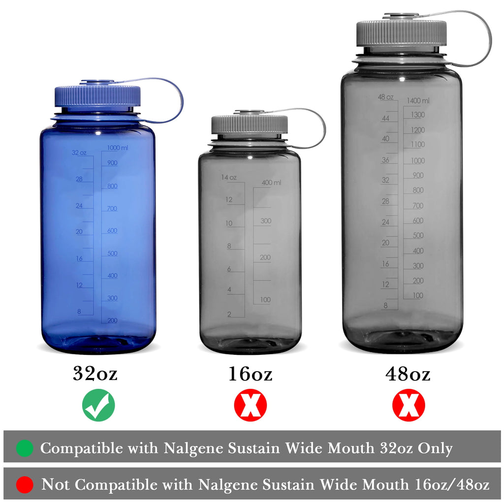 Linkidea 4 Pack Water Bottle Silicone Splashguard Compatible with Nalgene Sustain Wide Mouth 32oz, Anti-Spill Splash Guard for Wide-Necked Bottles with 53mm Opening, Waterbottle Easy Sipper - Pick 621
