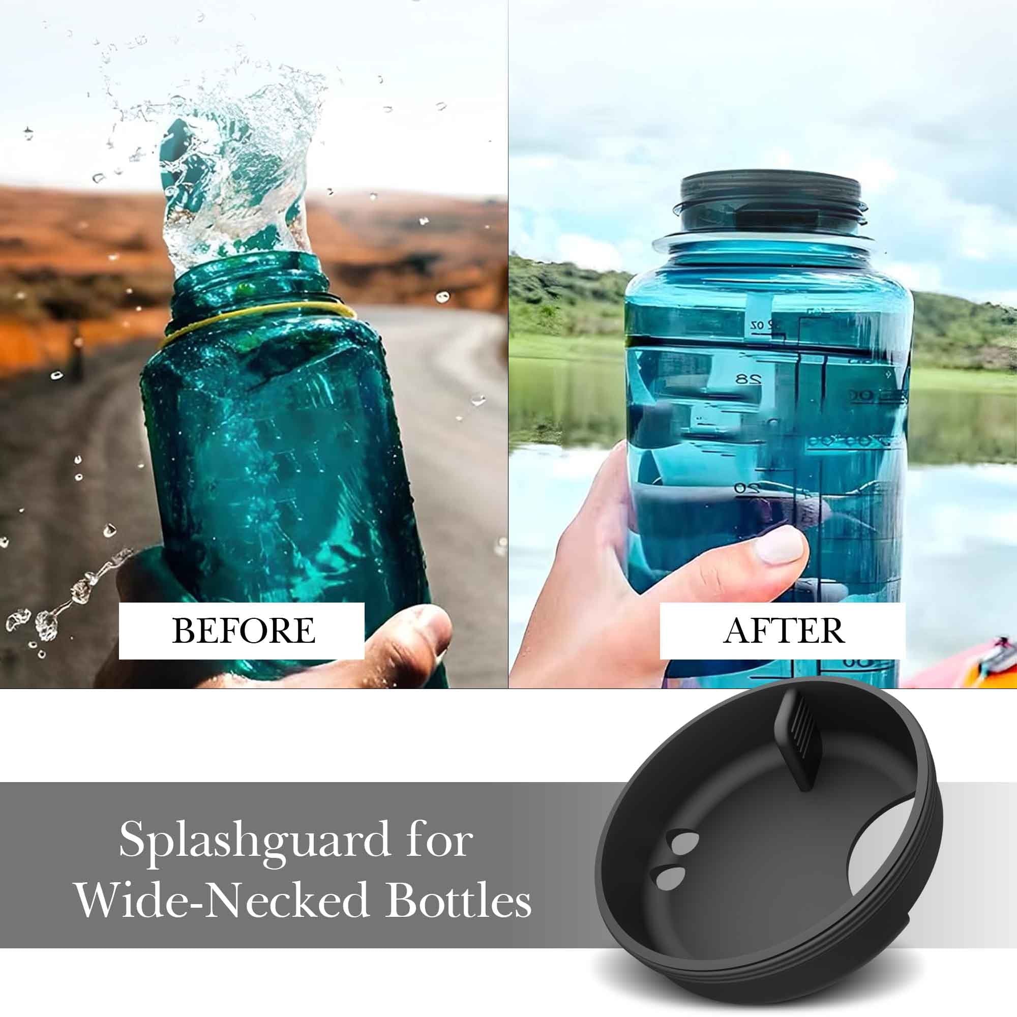Linkidea 4 Pack Water Bottle Silicone Splashguard Compatible with Nalgene Sustain Wide Mouth 32oz, Anti-Spill Splash Guard for Wide-Necked Bottles with 53mm Opening, Waterbottle Easy Sipper - Pick 621