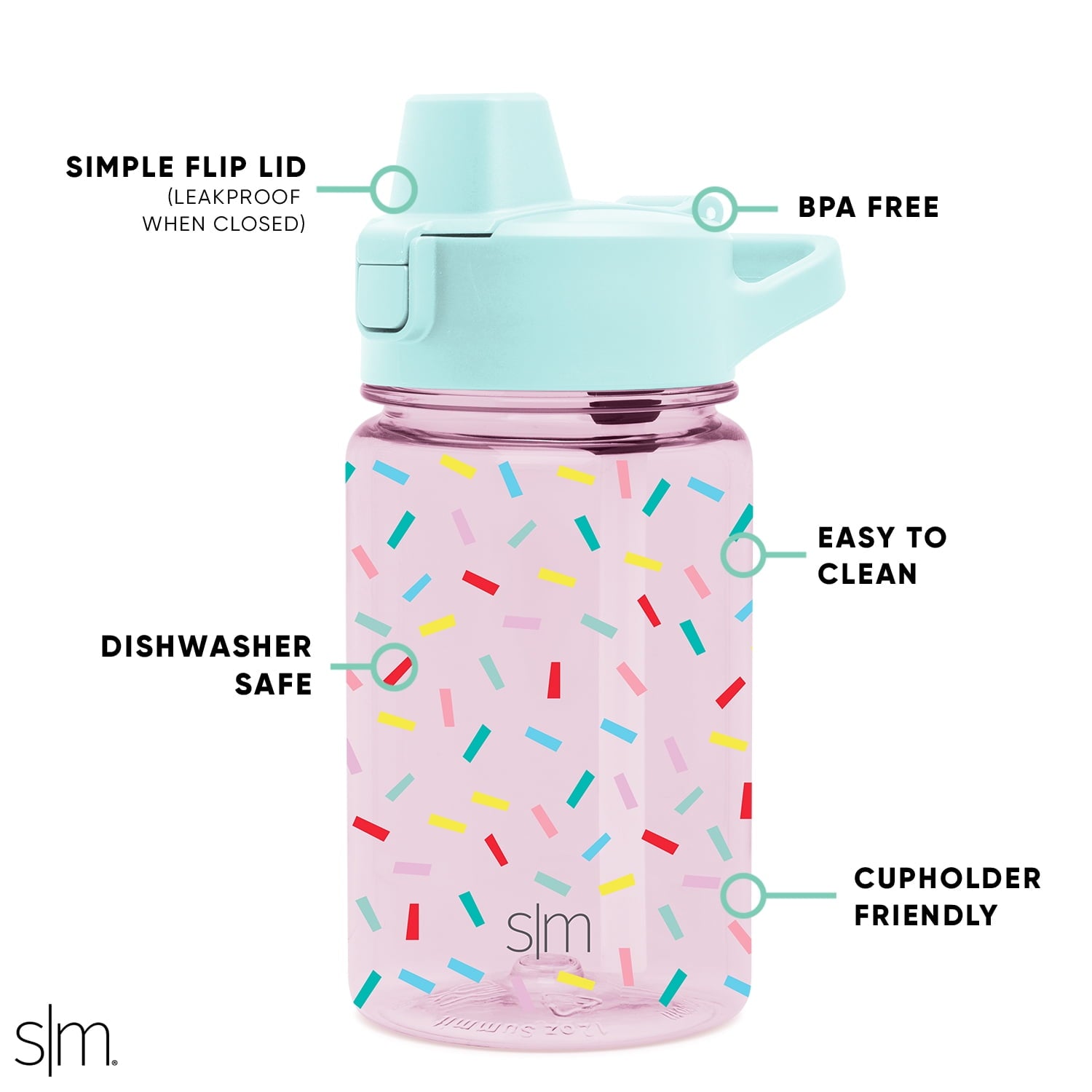 Simple Modern 12 fl oz Reusable Tritan Summit Water Bottle with Silicone Straw Lid | Birthday Cake - Pick 537