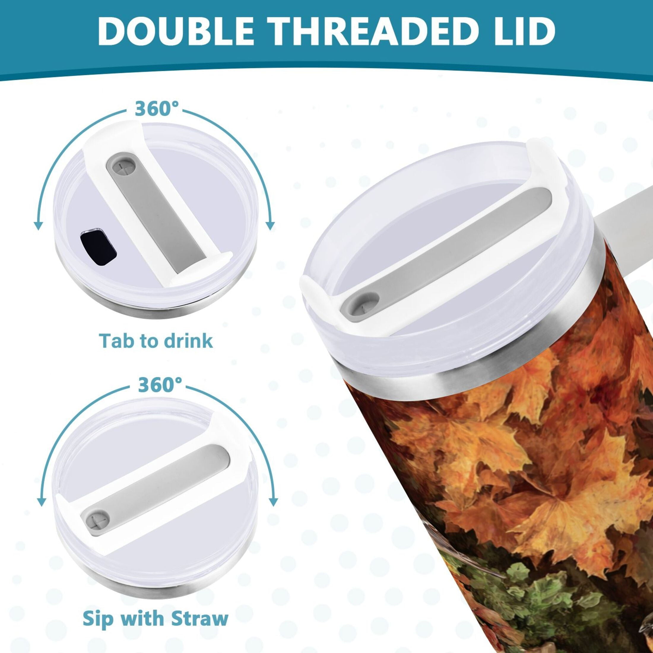 30 oz Insulated Stainless Steel Tumbler Double Wall Stainless Steel Tumbler with 2-Way Drinking Beautiful Fall Scene - Pick 638