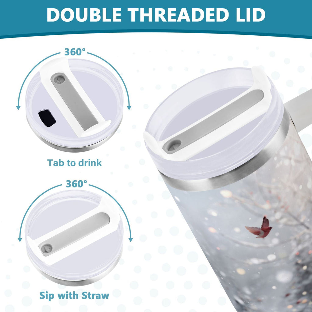 30 oz Insulated Stainless Steel Tumbler Double Wall Stainless Steel Tumbler with 2-Way Drinking Snowy Winter Landscape - Pick 324