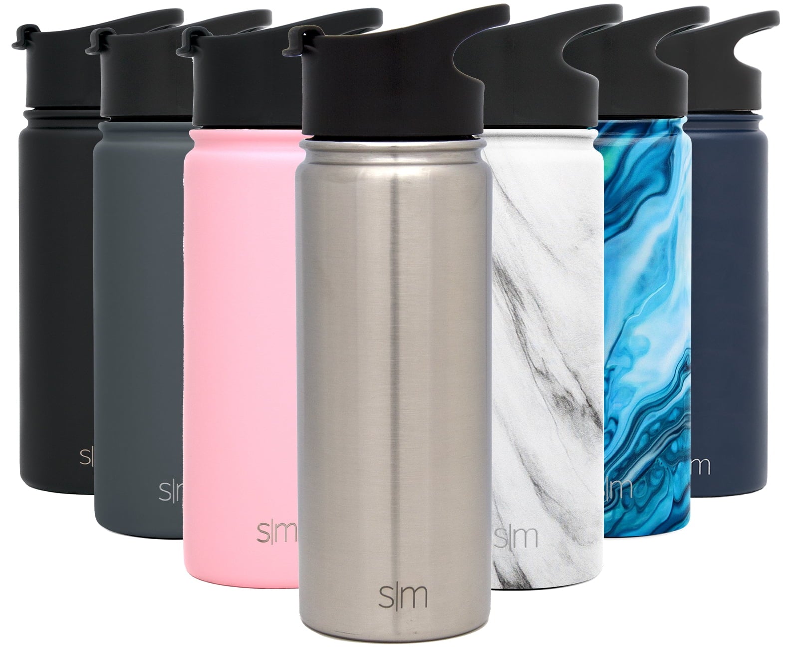 Simple Modern Summit 18 oz Silver and Black Double Wall Vacuum Insulated Stainless Steel Water Bottle with Wide Mouth and Flip-Top Lid - Pick 499