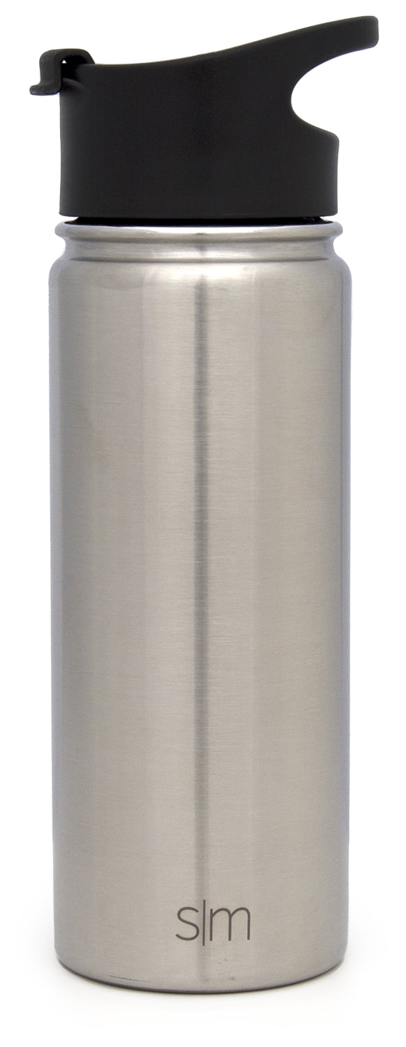 Simple Modern Summit 18 oz Silver and Black Double Wall Vacuum Insulated Stainless Steel Water Bottle with Wide Mouth and Flip-Top Lid - Pick 499