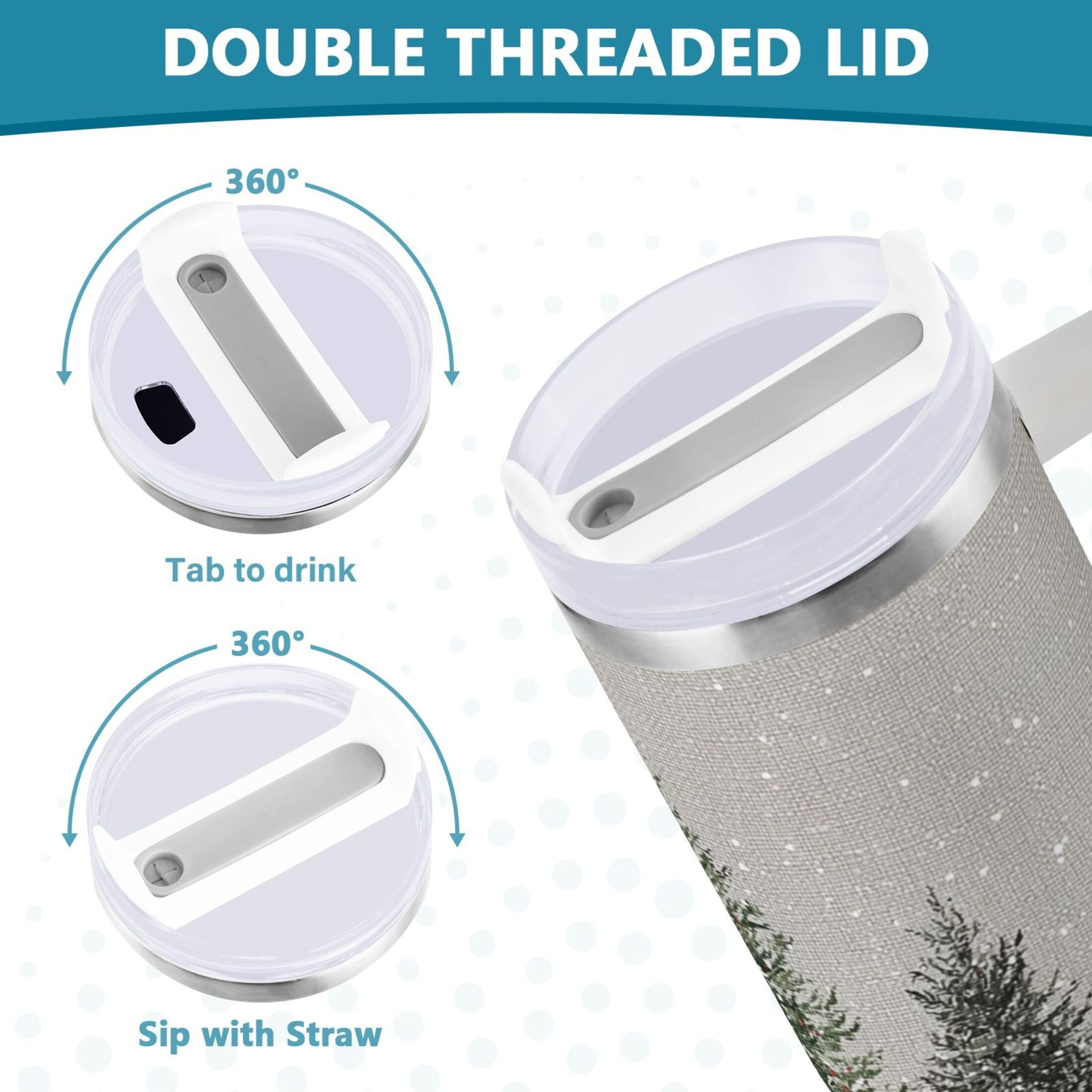 30 oz Insulated Stainless Steel Tumbler Double Wall Stainless Steel Tumbler with 2-Way Drinking Christmas Deer and Snowmen - Pick 797