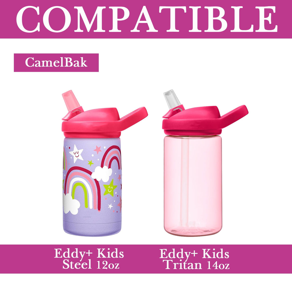 Linkidea Water Bottle Sleeve Compatible with CamelBak Eddy+ Tritan 14oz, Steel 12oz Kids Bottle, Waterbottle Holder Bag with Name Tag, Rose Red - Pick 990