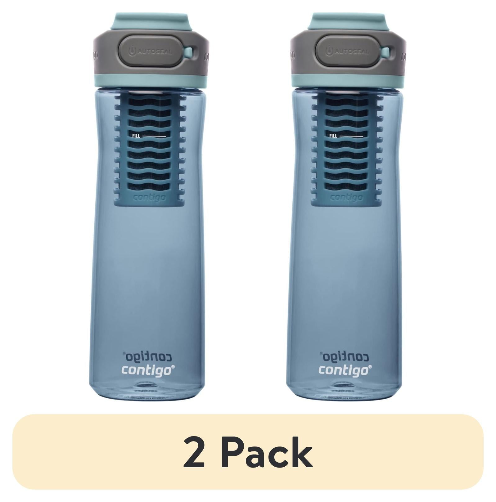(2 pack) Contigo Clybourn Plastic FreeFlow Filter Water Bottle with AUTOSEAL Lid 24 oz., Dark Ice, with Replacable Filter - Pick 191