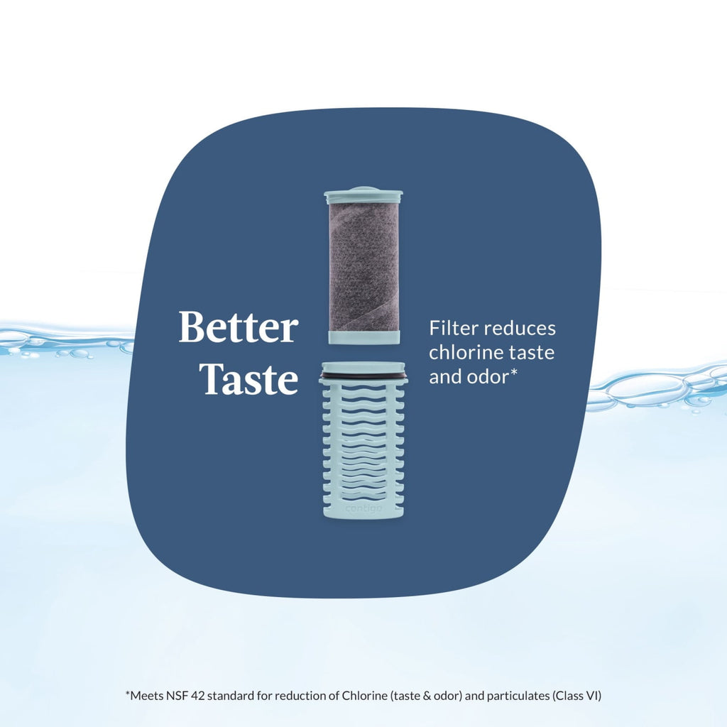 (2 pack) Contigo Clybourn Plastic FreeFlow Filter Water Bottle with AUTOSEAL Lid 24 oz., Dark Ice, with Replacable Filter - Pick 191
